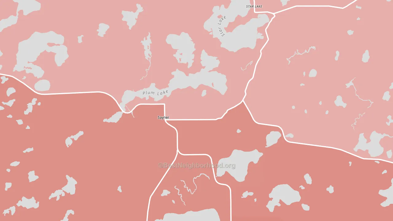 Sayner, WI block-group political-lean map