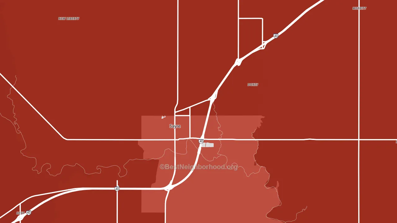 Sayre, OK block-group political-lean map