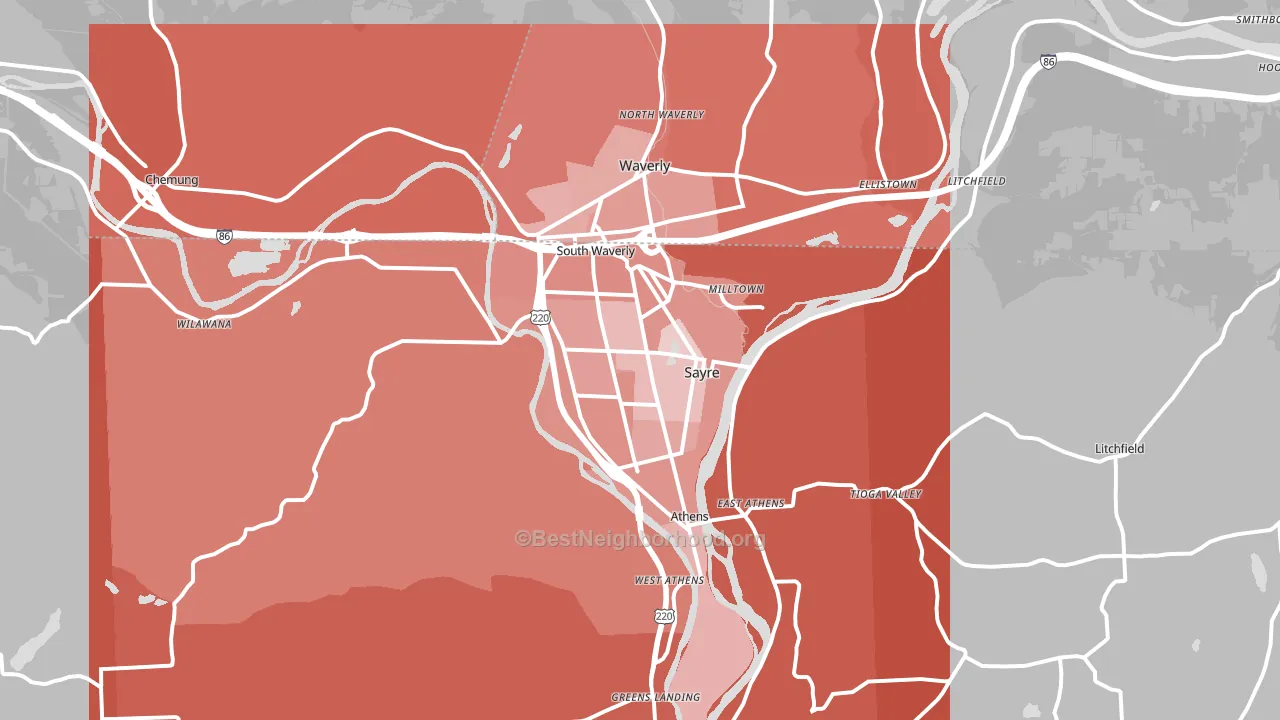 Sayre, PA block-group political-lean map
