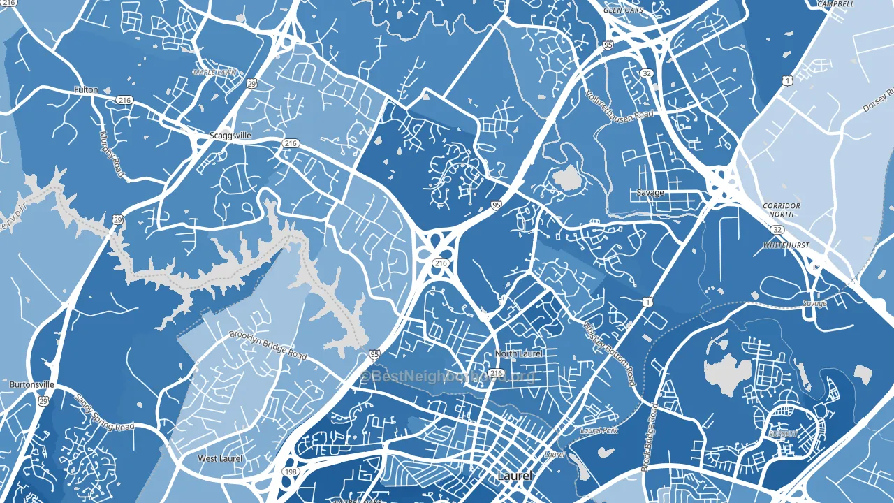 Scaggsville, MD block-group political-lean map
