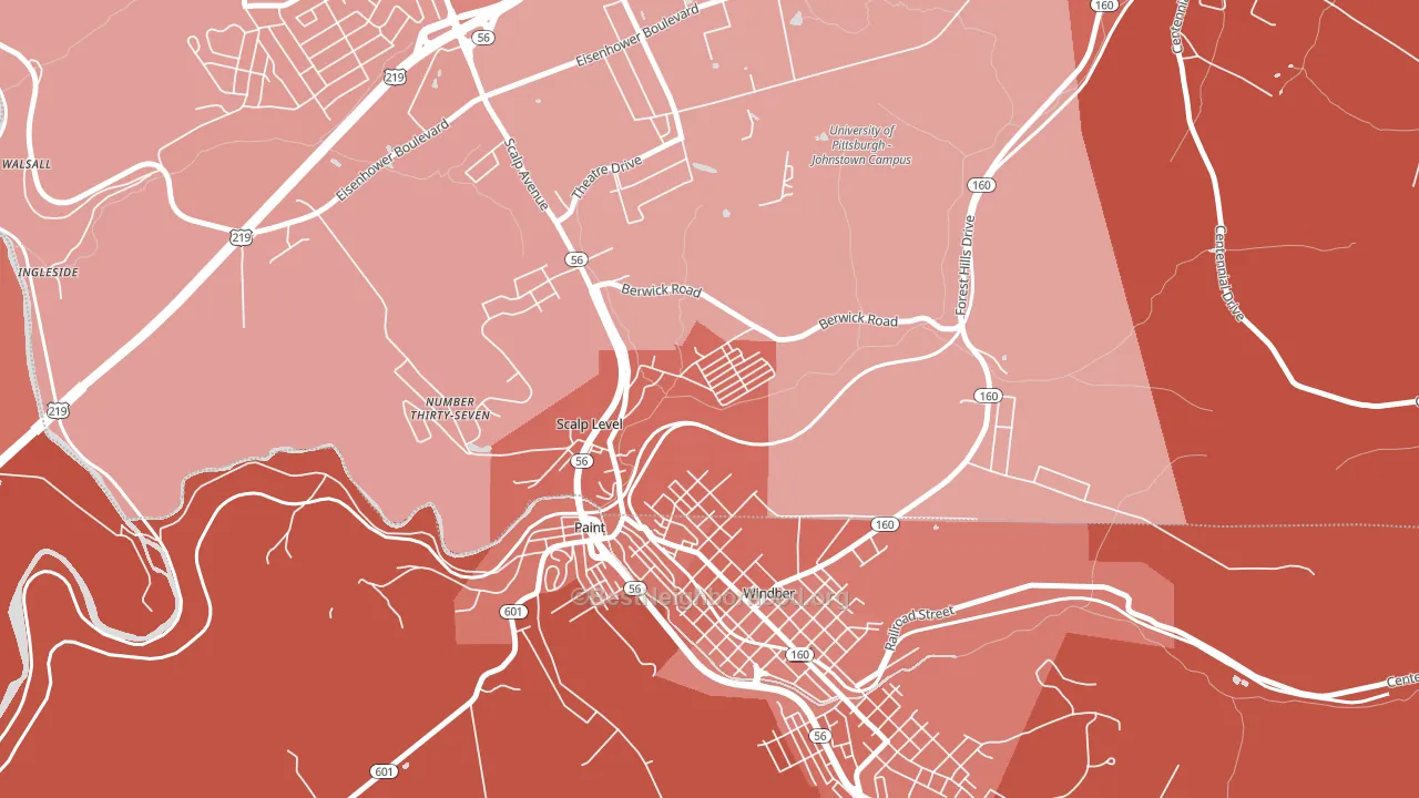 Scalp Level, PA block-group political-lean map