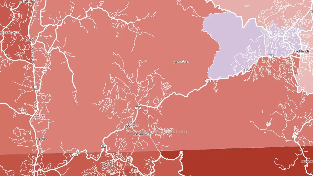 Scaly Mountain, NC block-group political-lean map