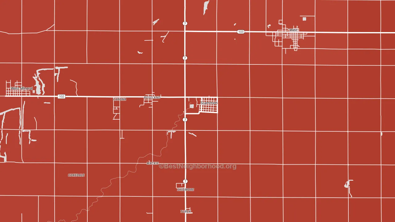 Scammon, KS block-group political-lean map