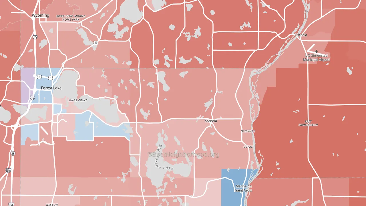 Scandia, MN block-group political-lean map