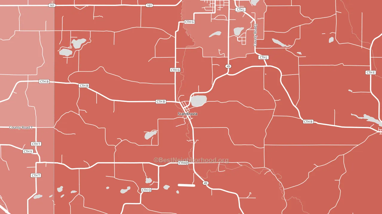 Scandinavia, WI block-group political-lean map