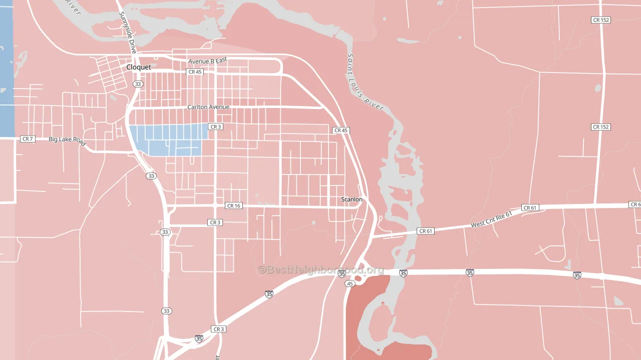Scanlon, MN block-group political-lean map