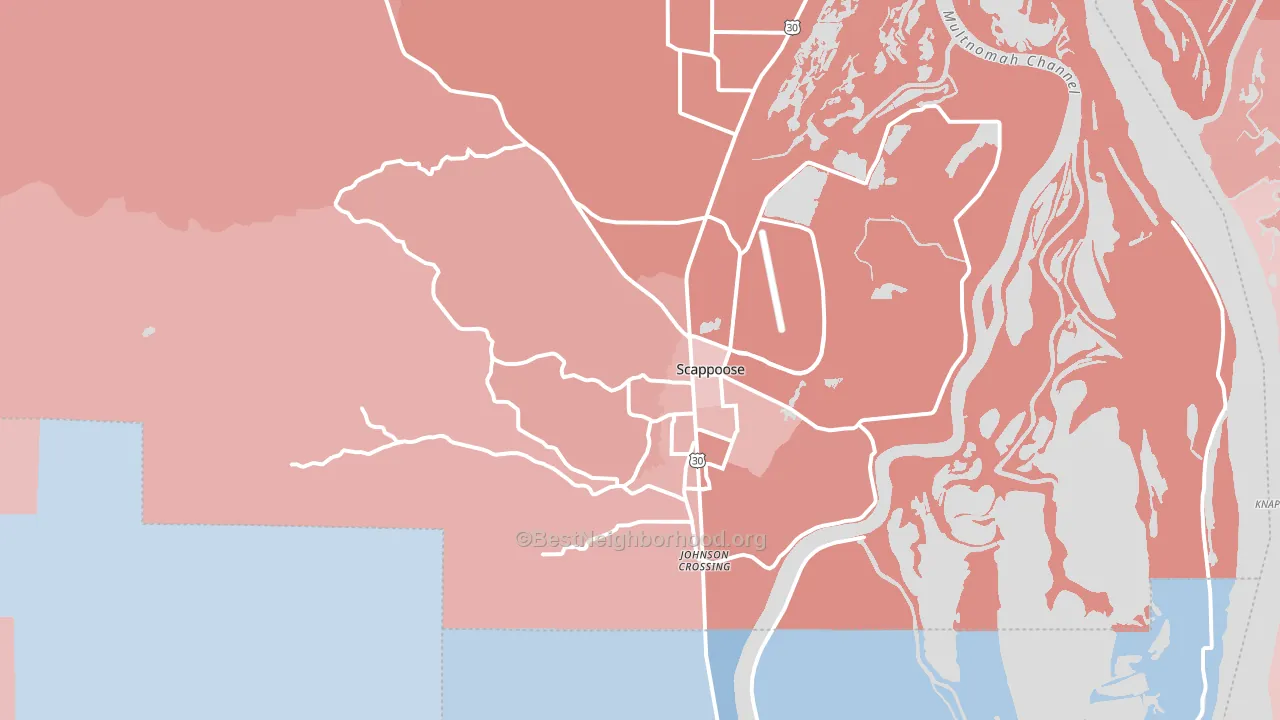 Scappoose, OR block-group political-lean map