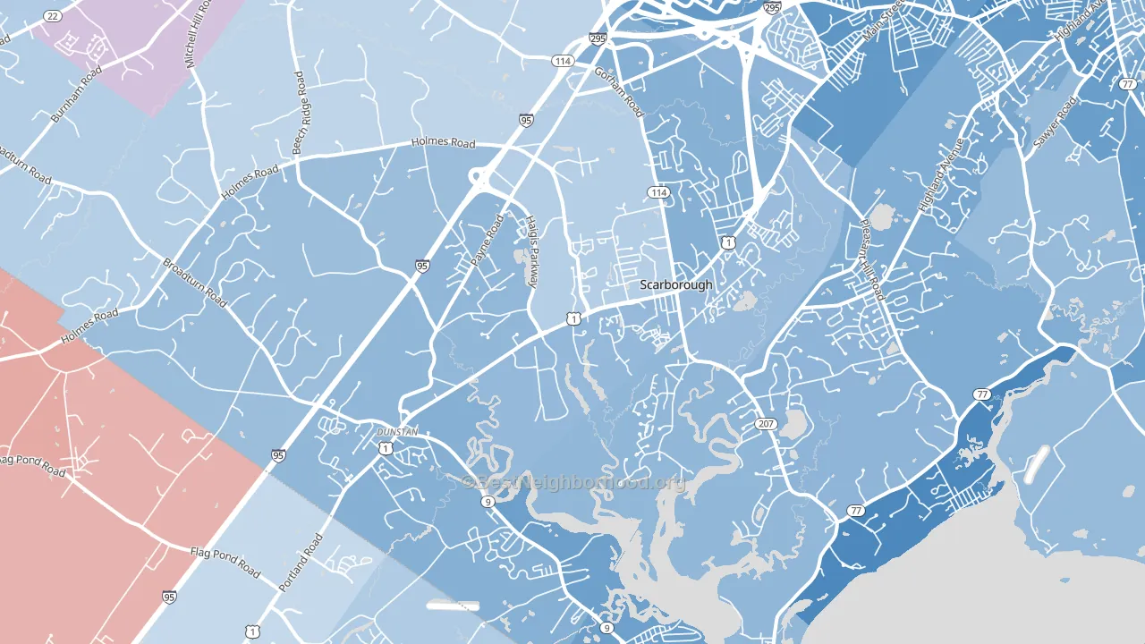 Scarborough, ME block-group political-lean map