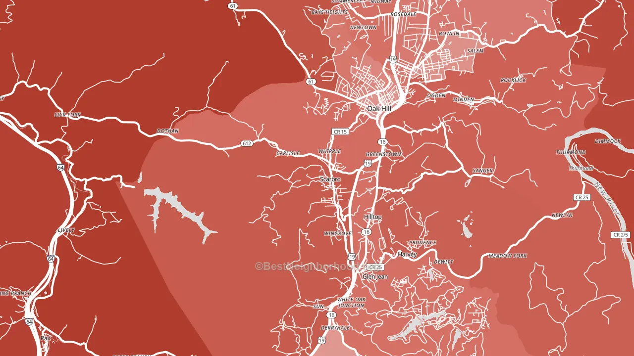 Scarbro, WV block-group political-lean map