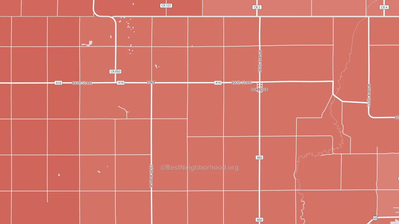 Scarville, IA block-group political-lean map
