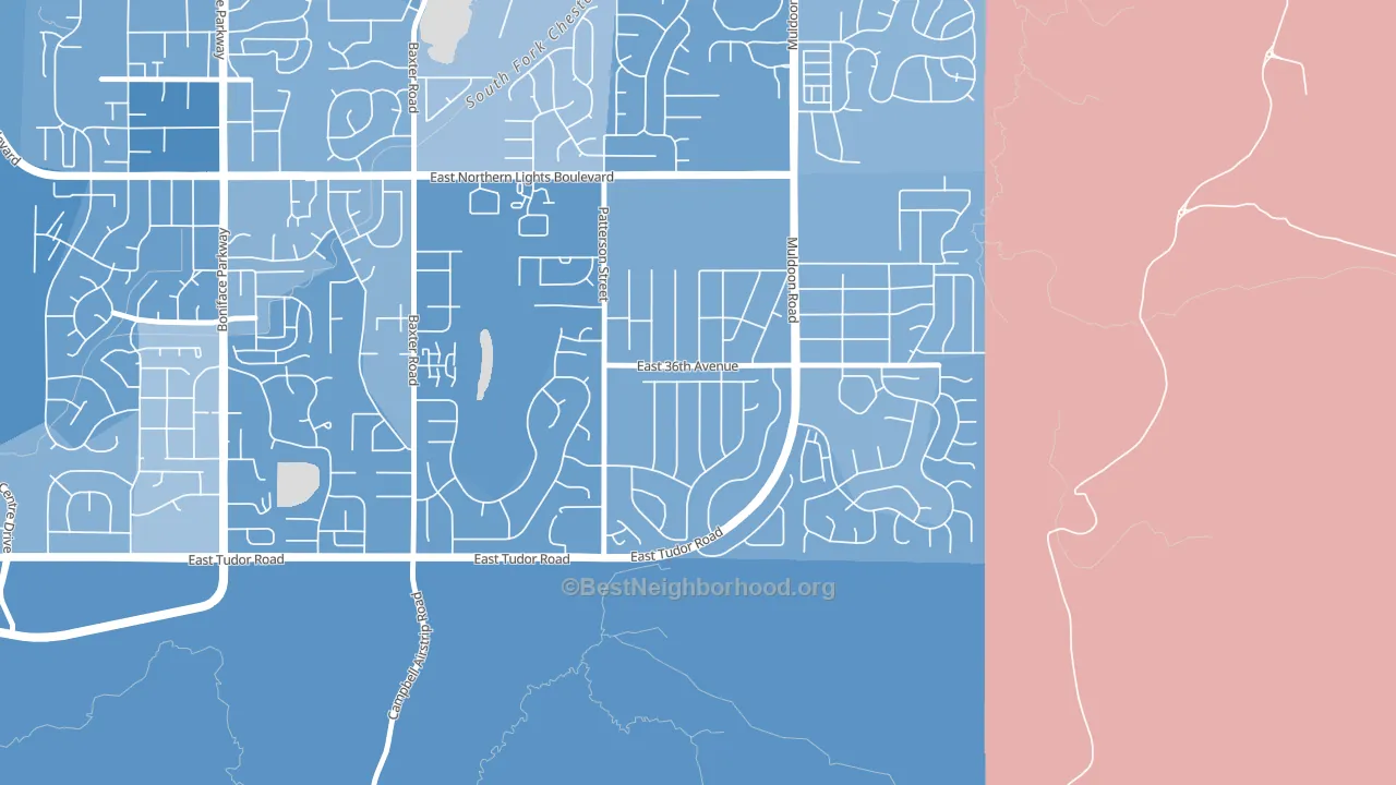 Scenic Foothills, Anchorage, AK block-group political-lean map