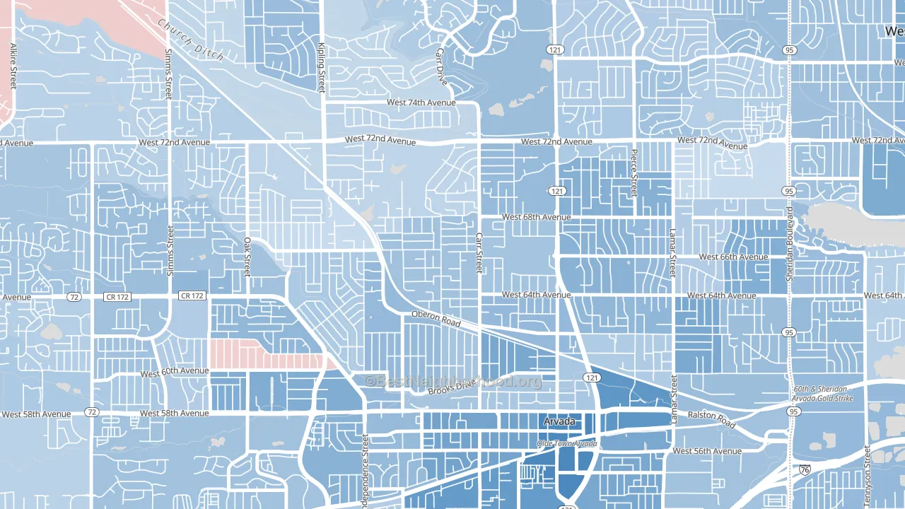 Scenic Heights, Arvada, CO block-group political-lean map