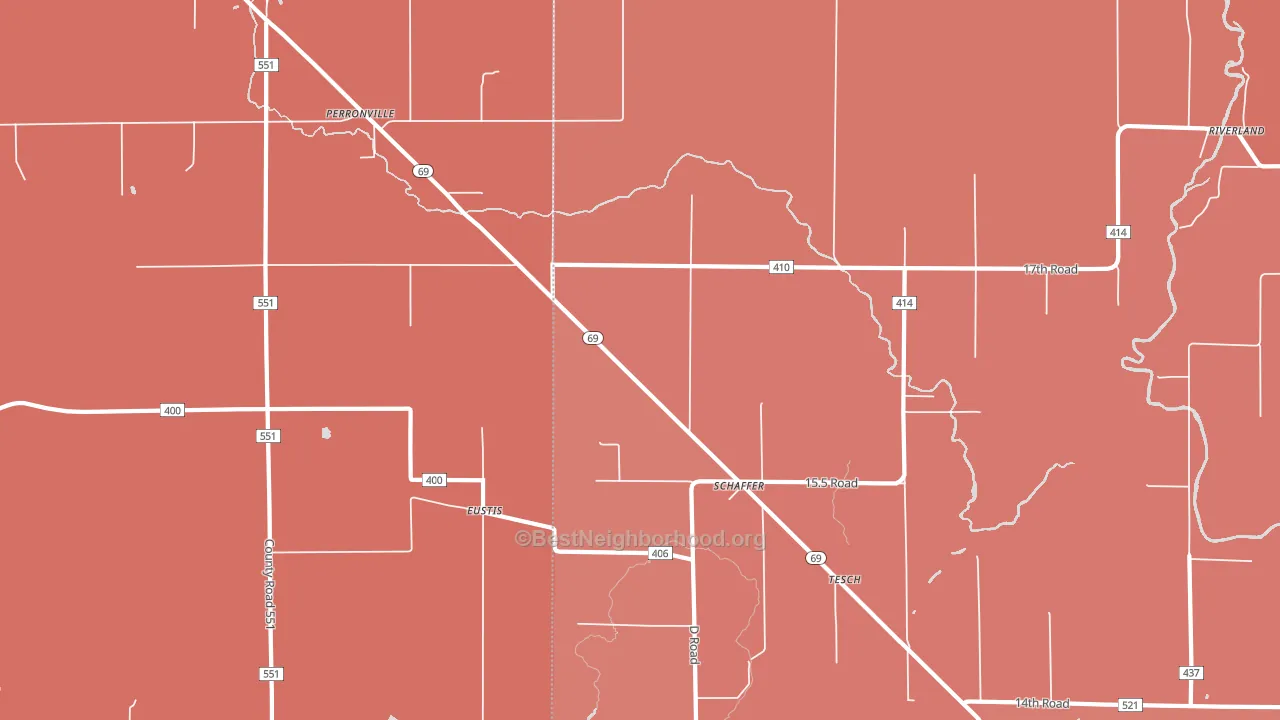 Schaffer, MI block-group political-lean map