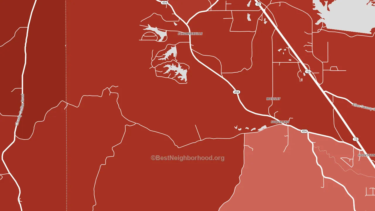 Schamberville, MS block-group political-lean map