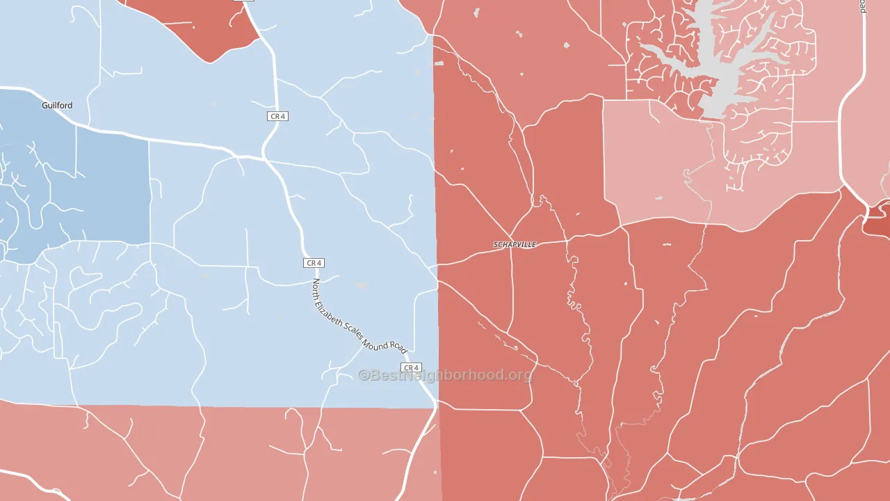 Schapville, IL block-group political-lean map