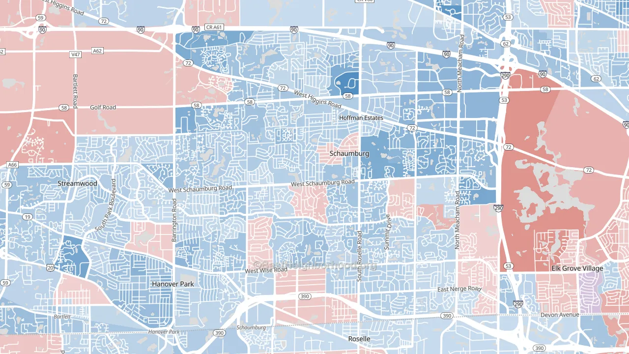 Schaumburg, IL block-group political-lean map