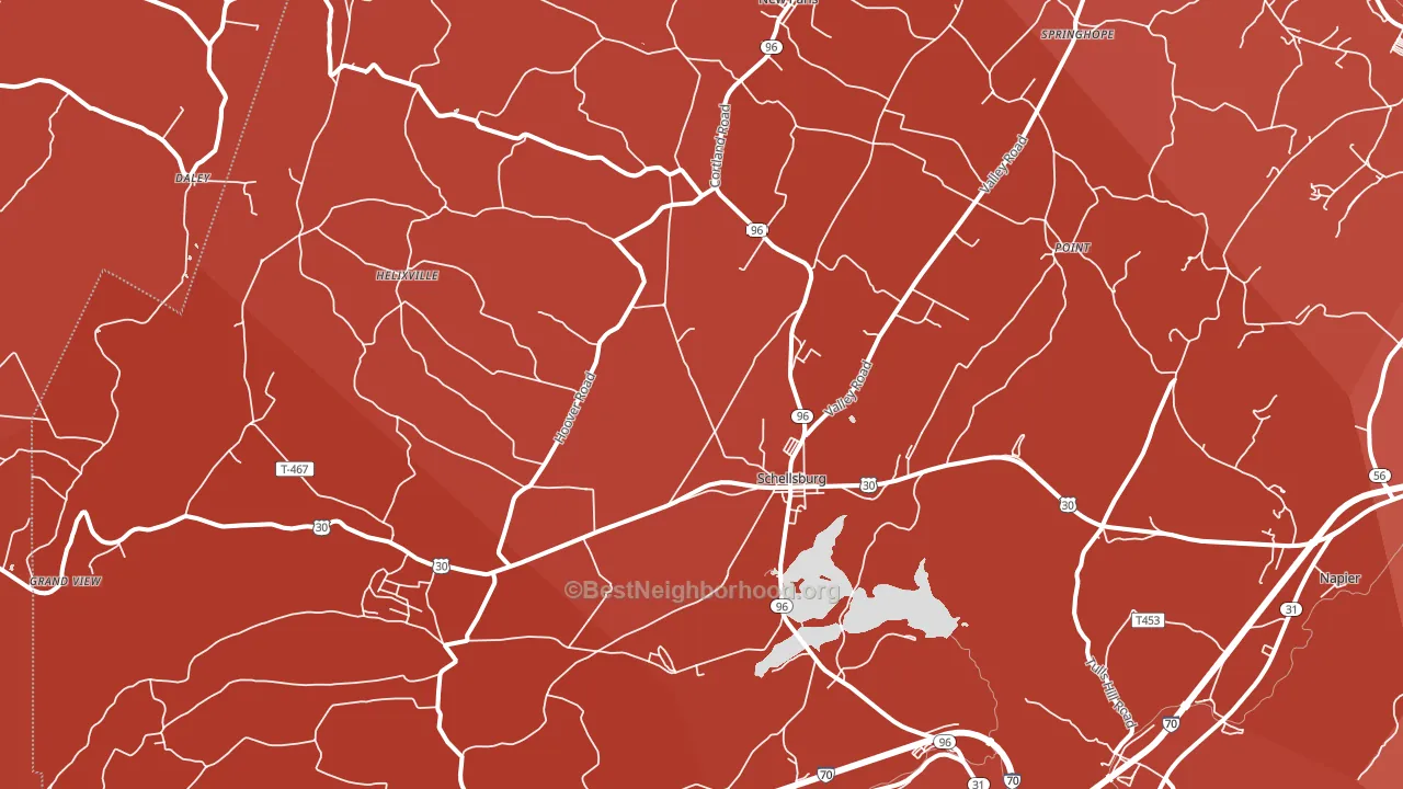 Schellsburg, PA block-group political-lean map