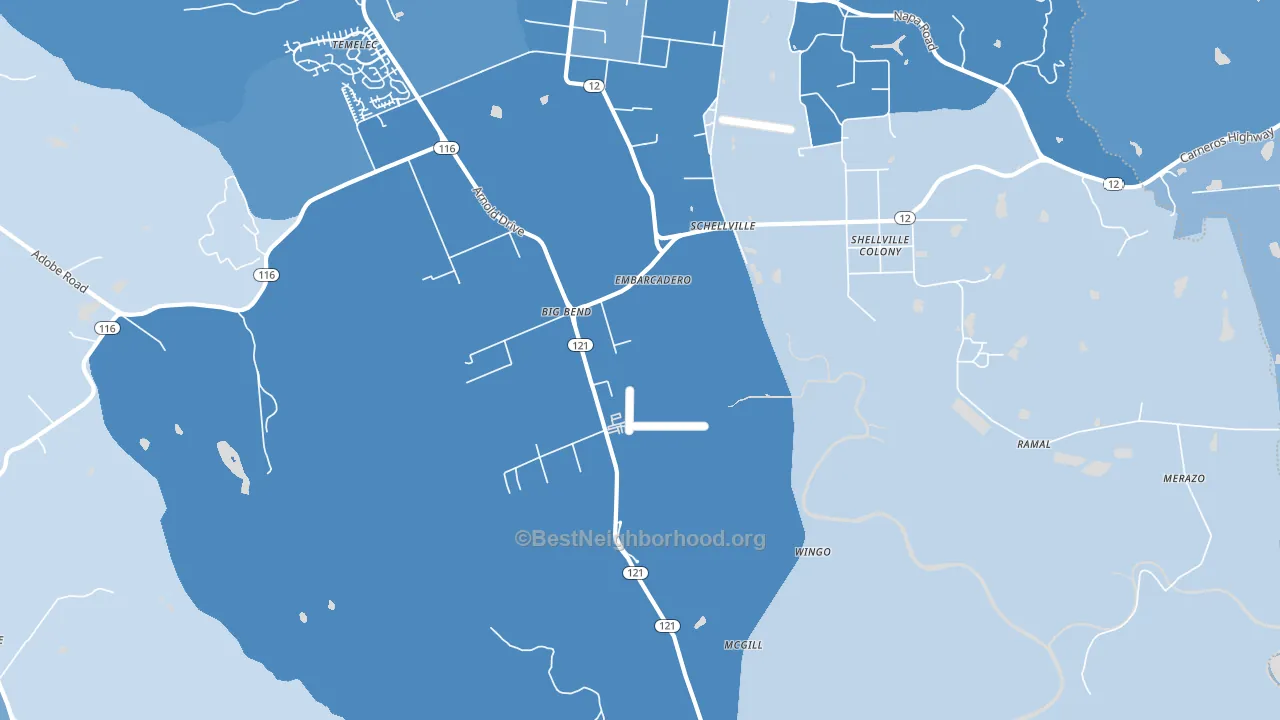 Schellville, CA block-group political-lean map
