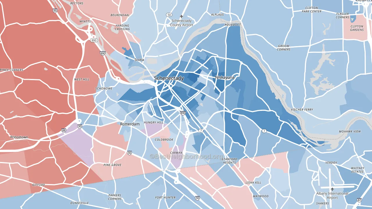 Schenectady, NY block-group political-lean map