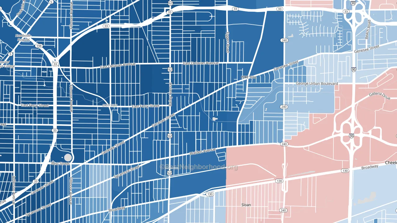 Schiller Park, Buffalo, NY block-group political-lean map