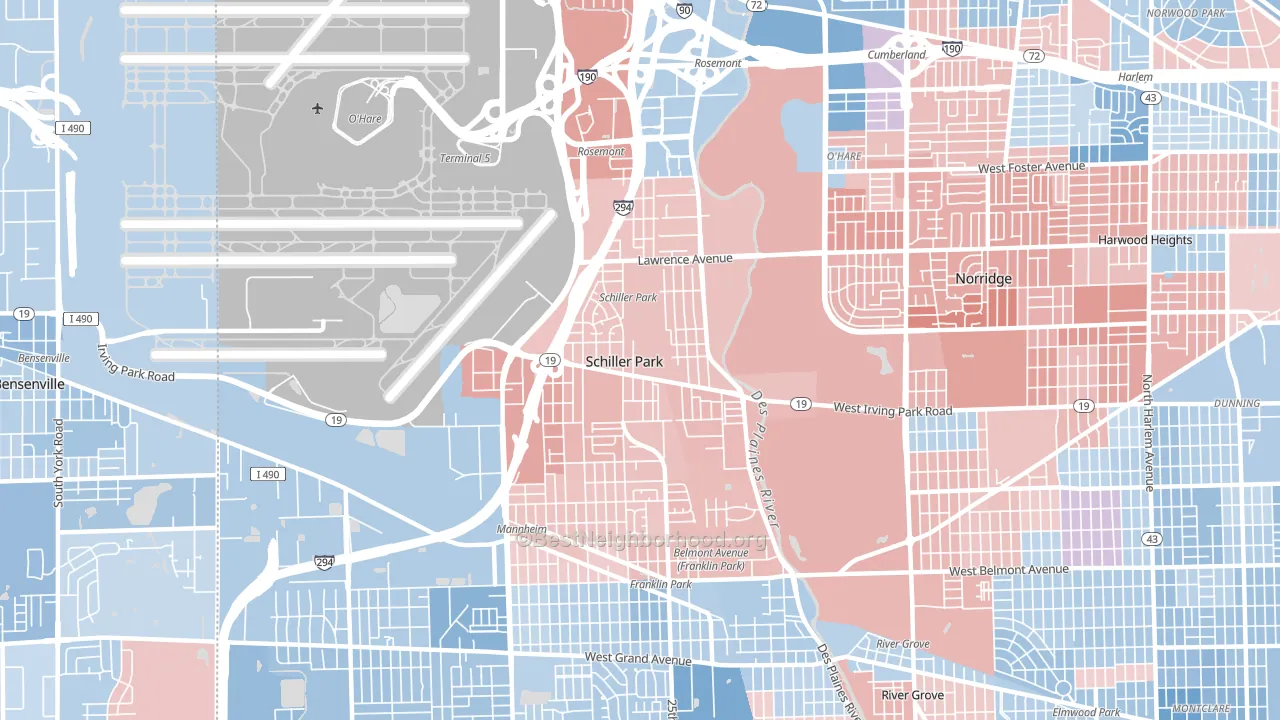Schiller Park, IL block-group political-lean map
