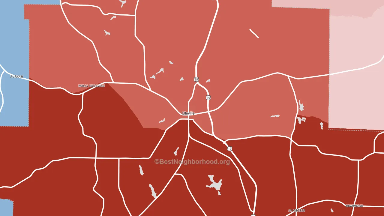 Schley County, GA block-group political-lean map