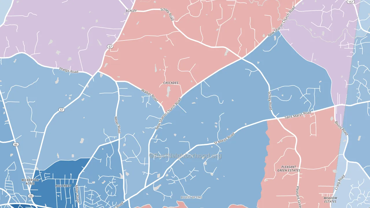 Schley, NC block-group political-lean map