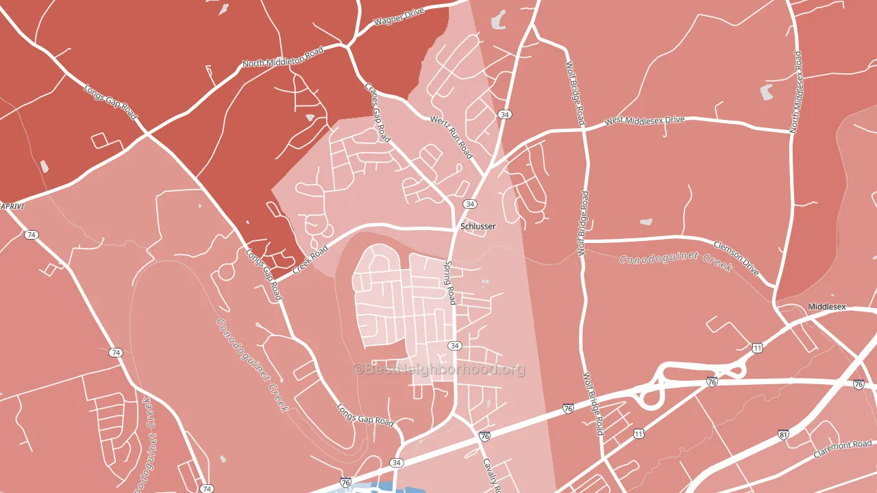 Schlusser, PA block-group political-lean map