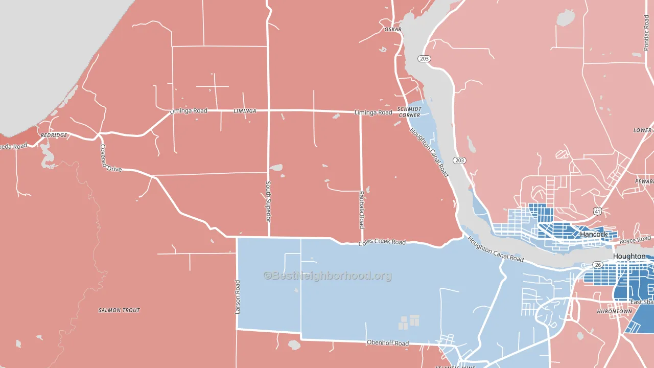 Schmidt Corner, MI block-group political-lean map