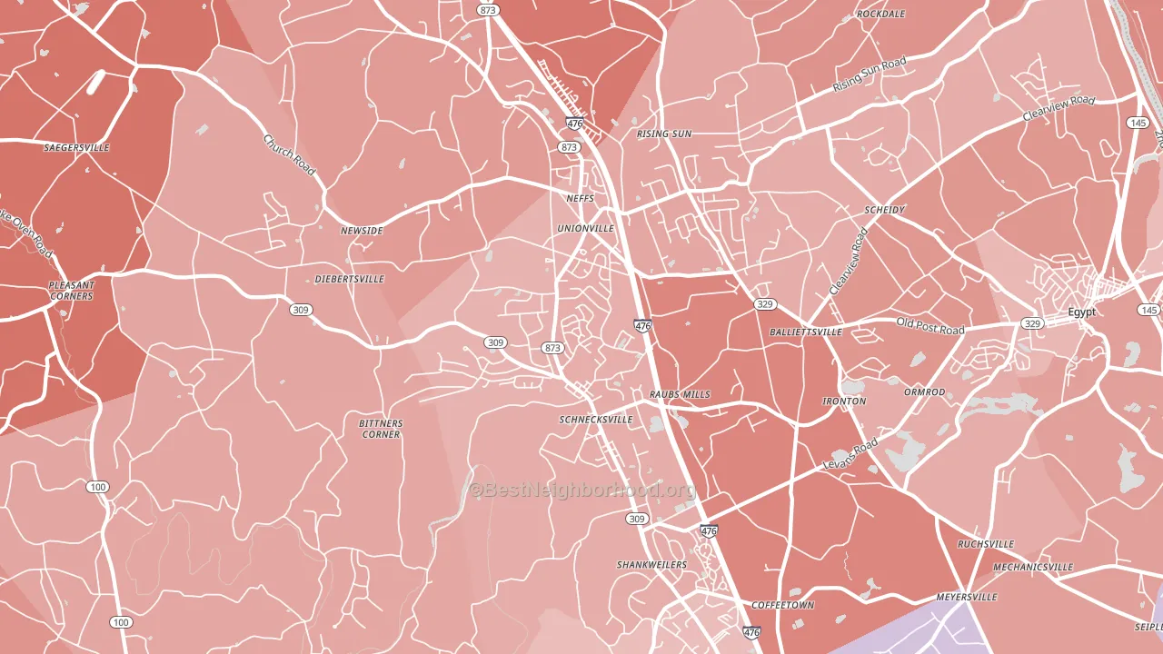 Schnecksville, PA block-group political-lean map