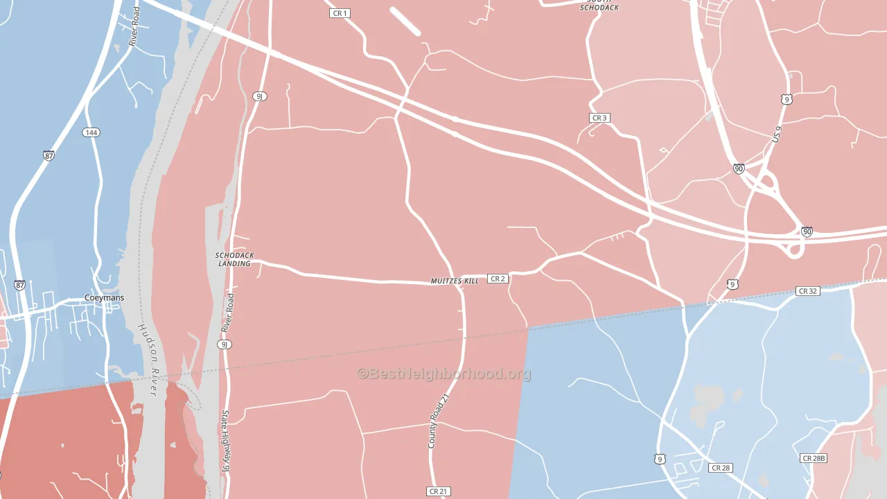 Schodack Landing, NY block-group political-lean map