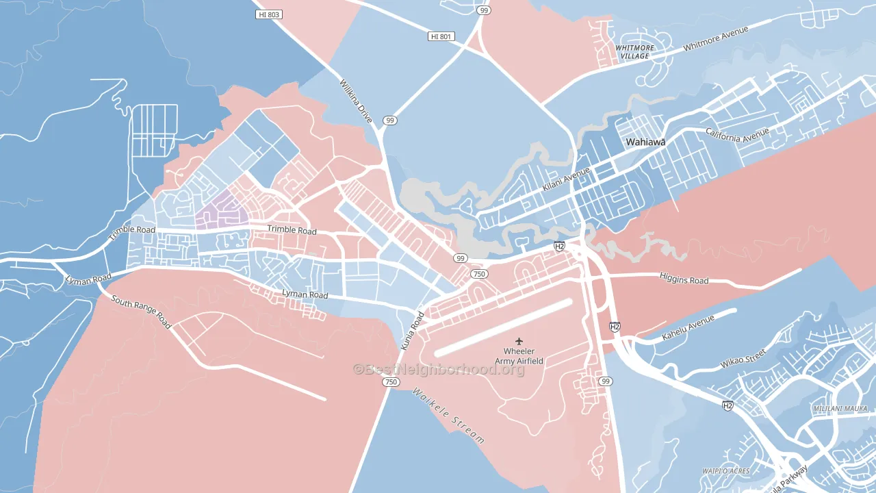 Schofield Barracks, HI block-group political-lean map
