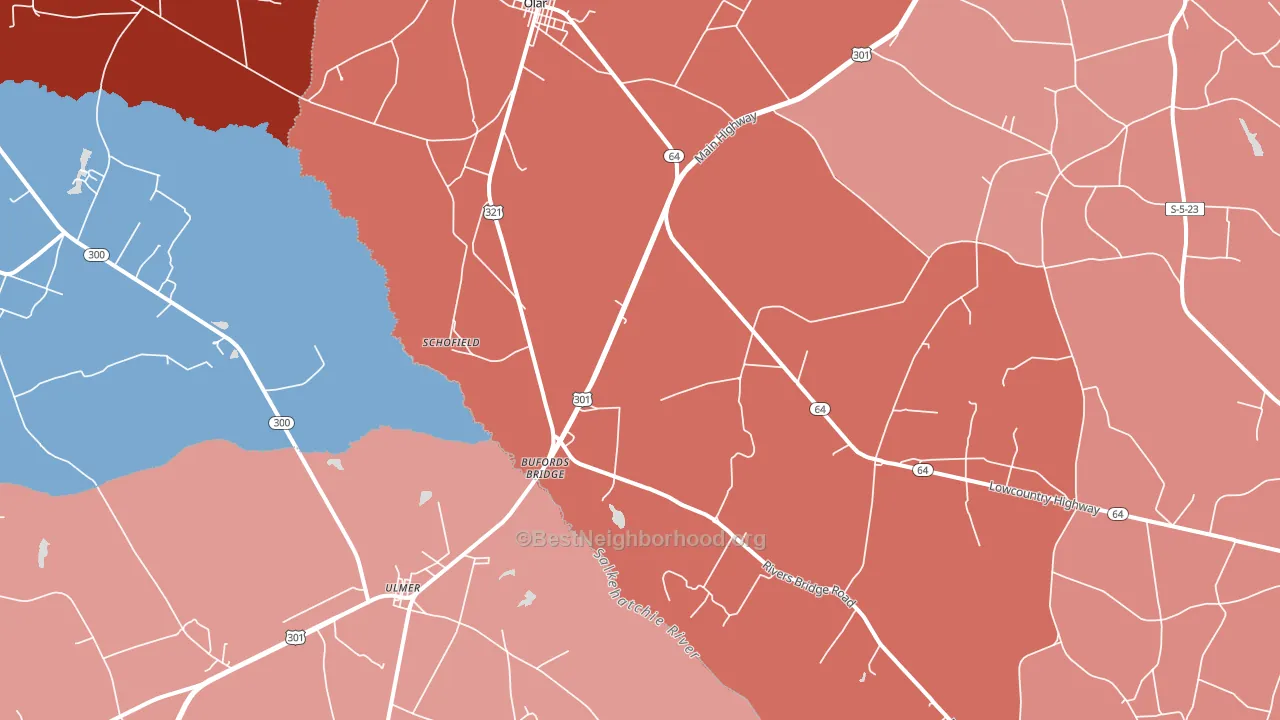 Schofield, SC block-group political-lean map
