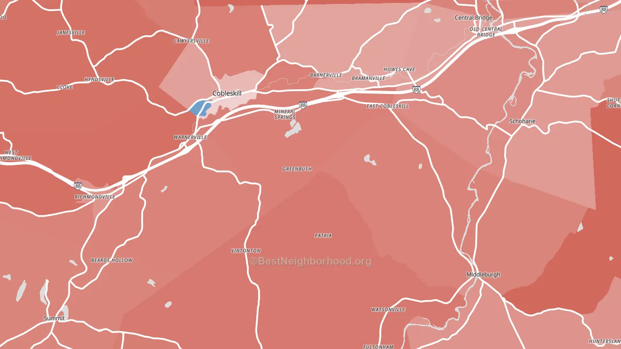 Schoharie County, NY block-group political-lean map