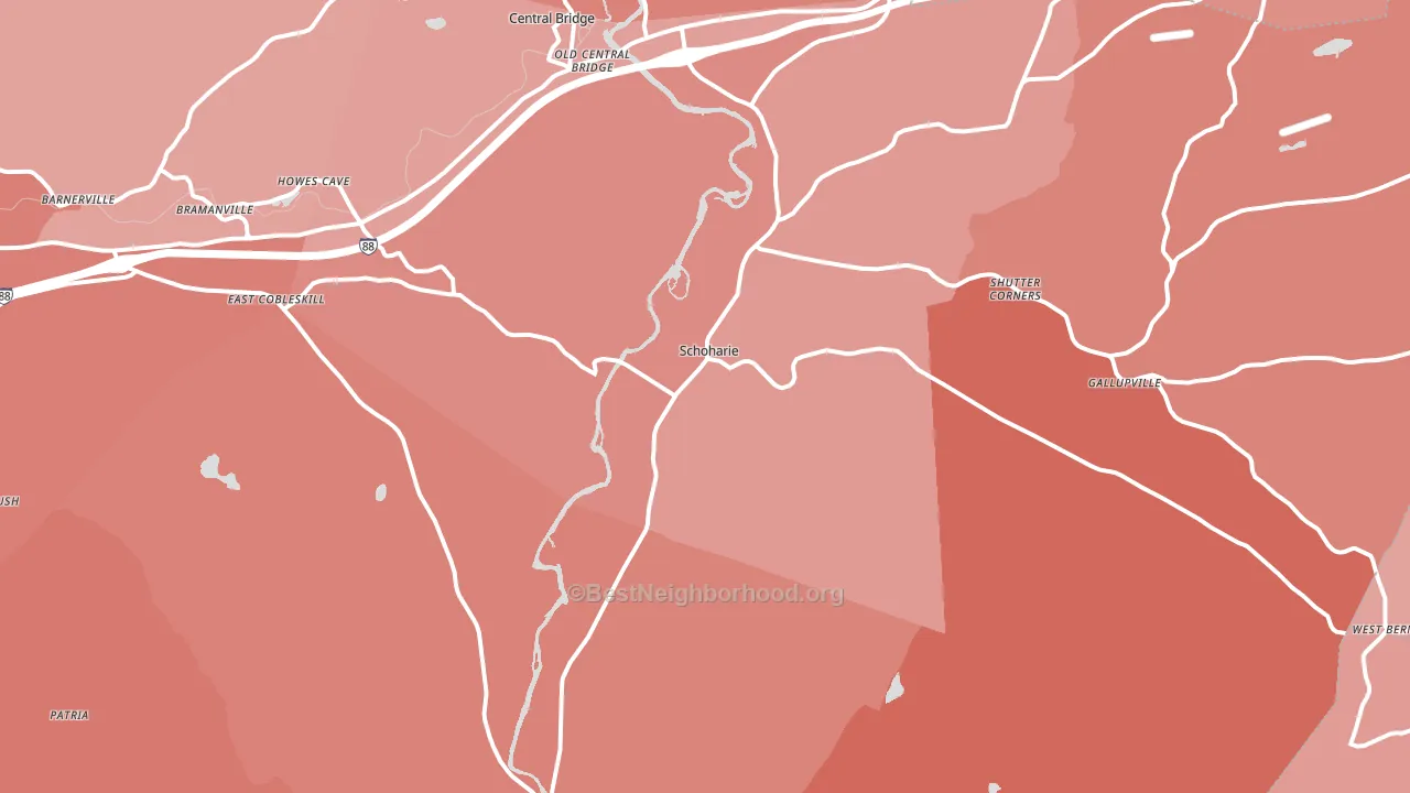 Schoharie, NY block-group political-lean map