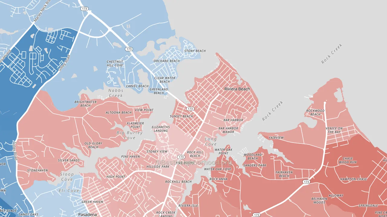 School Gardens, Riviera Beach, MD block-group political-lean map
