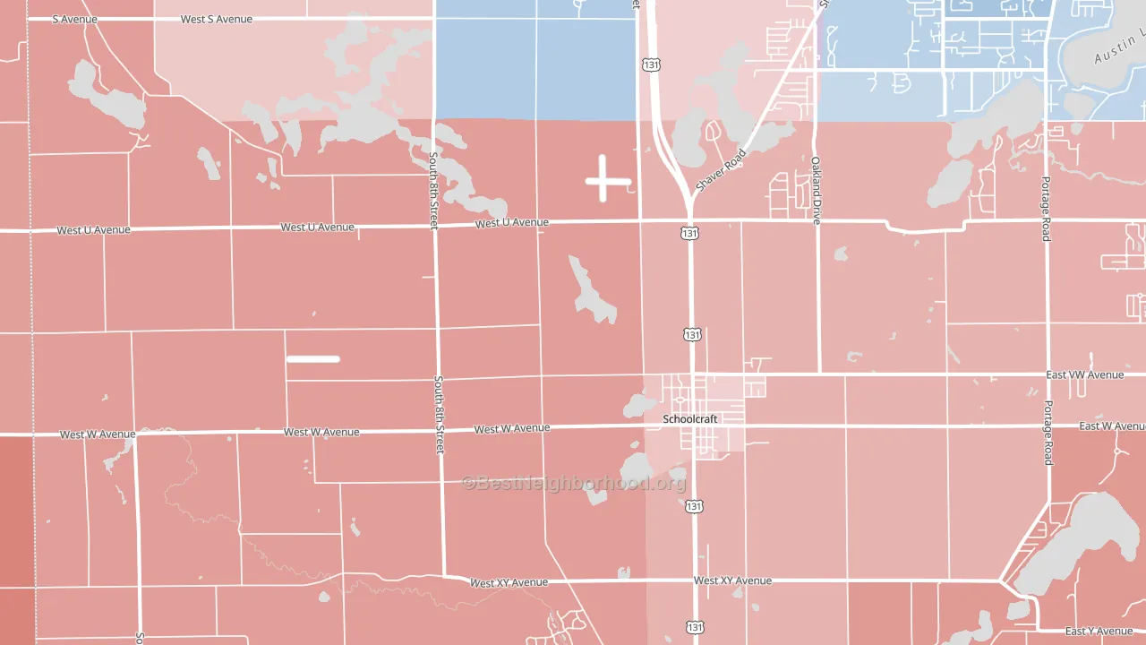Schoolcraft, MI block-group political-lean map