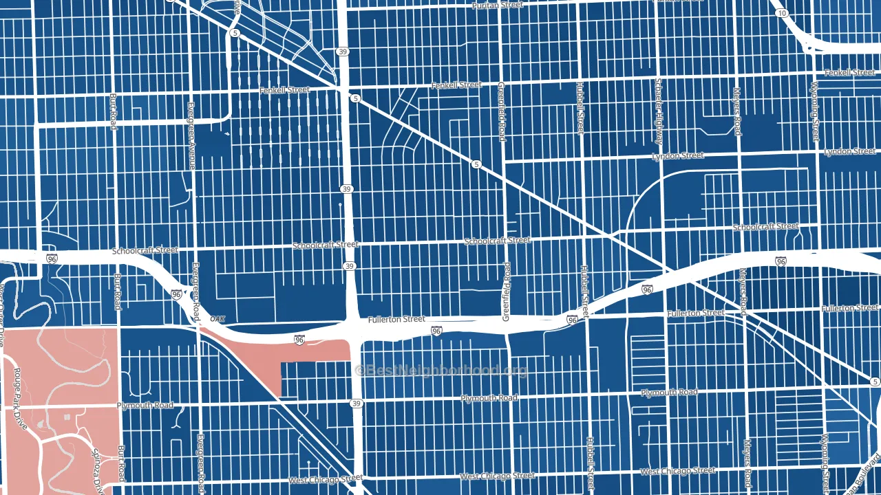 Schoolcraft Southfield, Detroit, MI block-group political-lean map