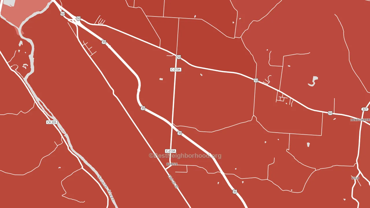Schooleys, OH block-group political-lean map