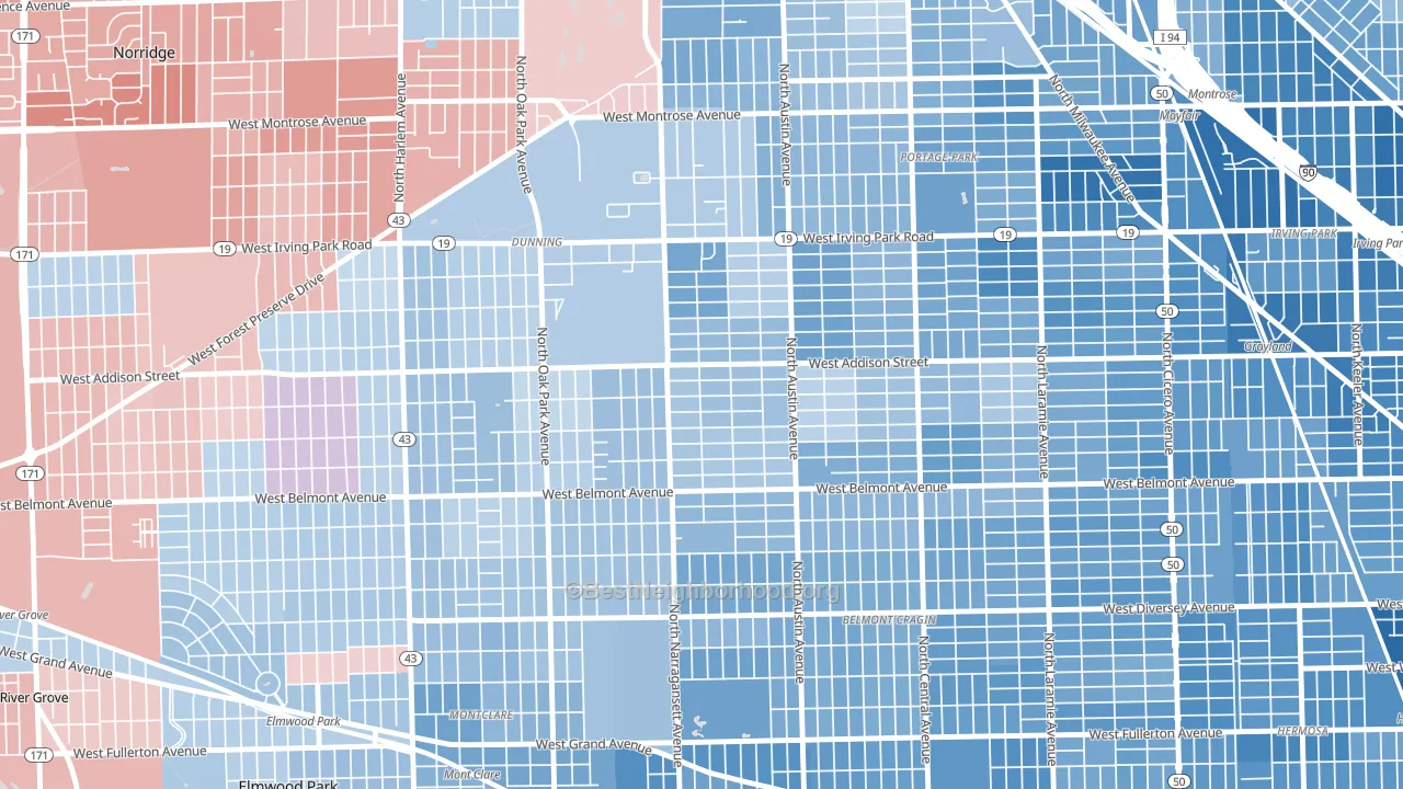 Schorsch, Chicago, IL block-group political-lean map