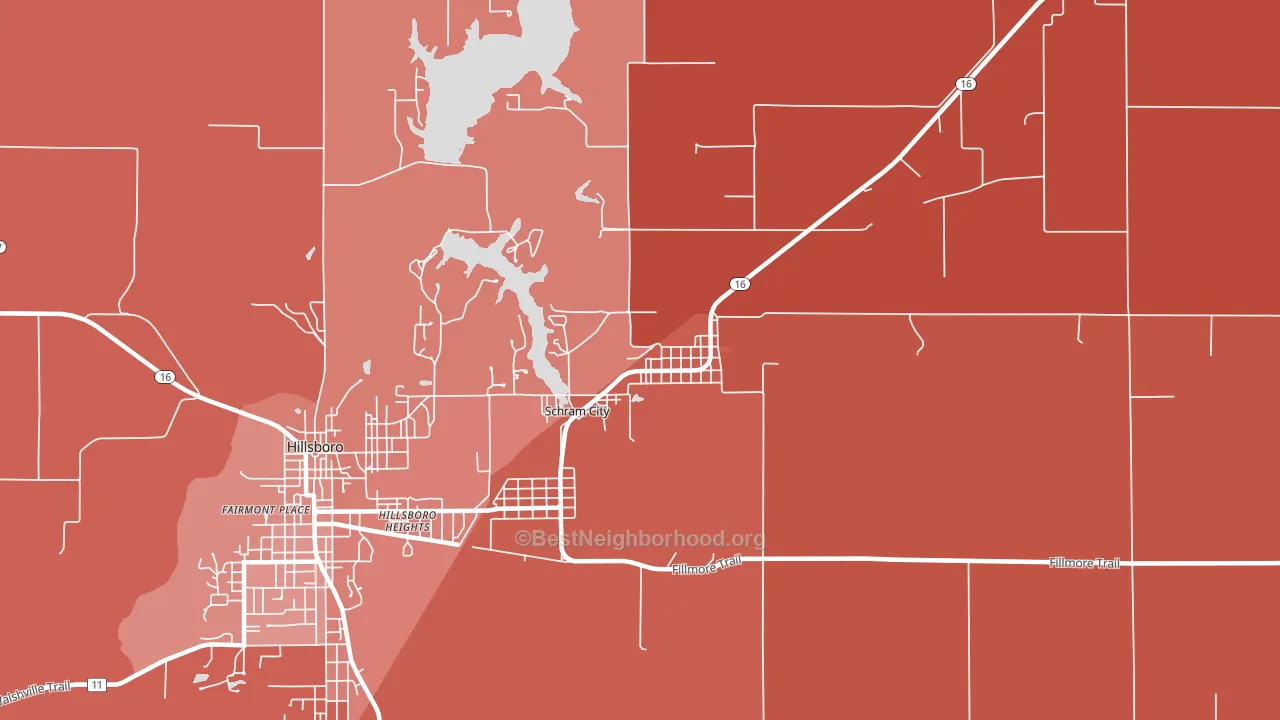 Schram City, IL block-group political-lean map