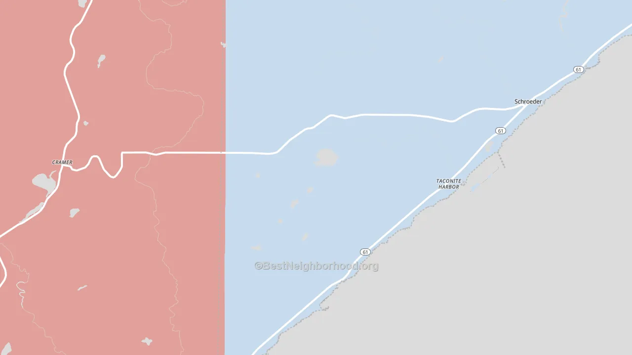 Schroeder, MN block-group political-lean map