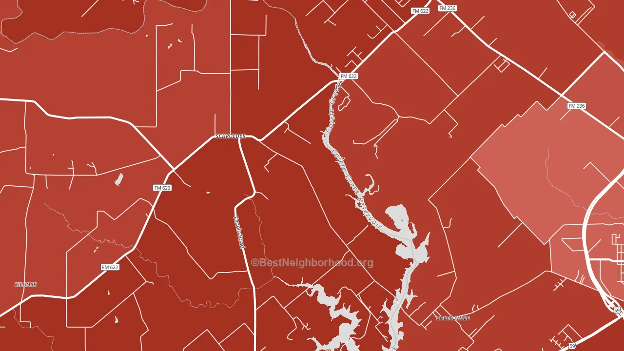 Schroeder, TX block-group political-lean map