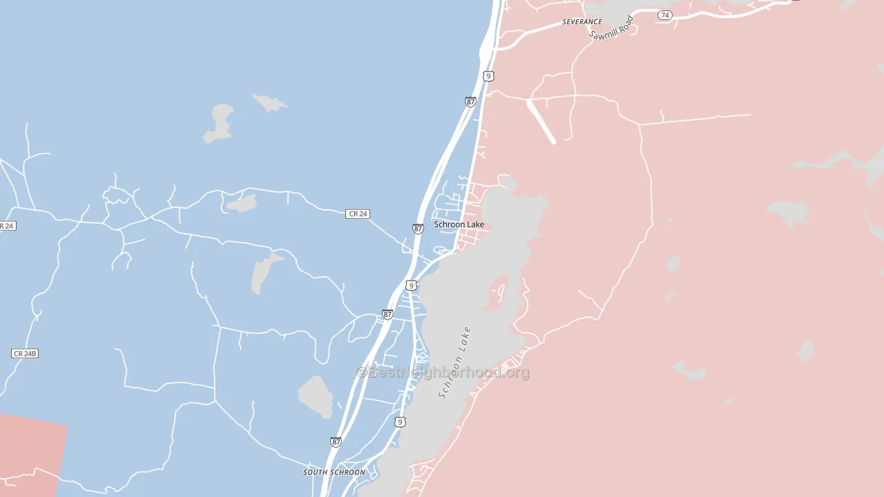 Schroon Lake, NY block-group political-lean map