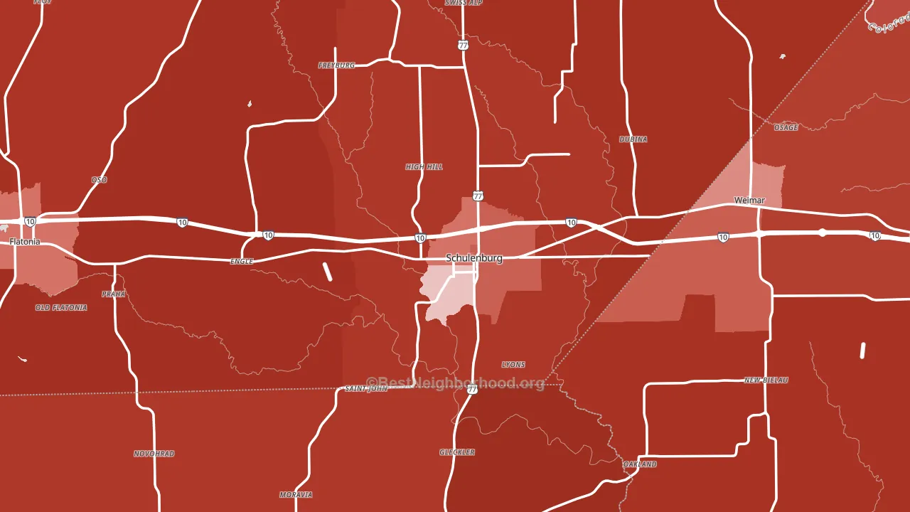 Schulenburg, TX block-group political-lean map