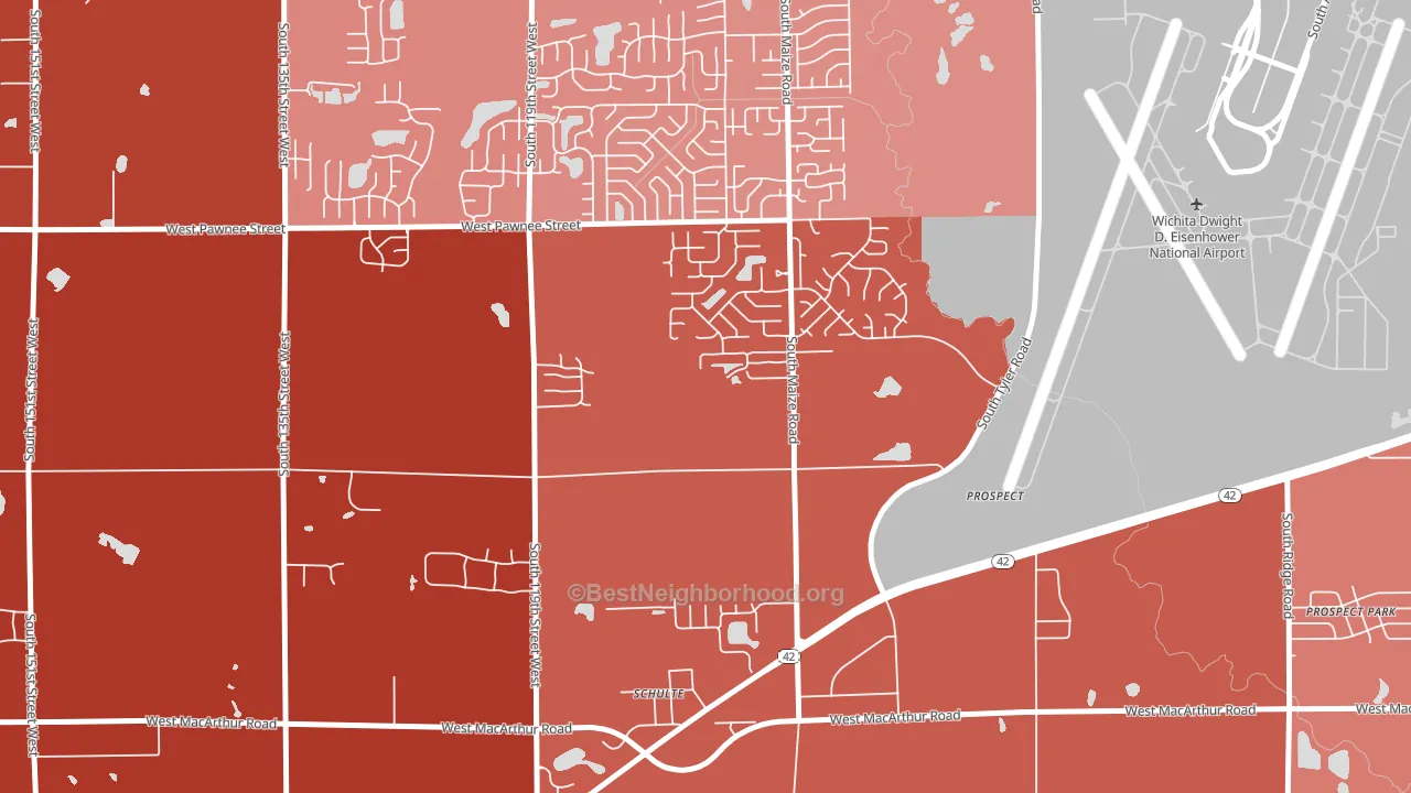 Schulte, KS block-group political-lean map