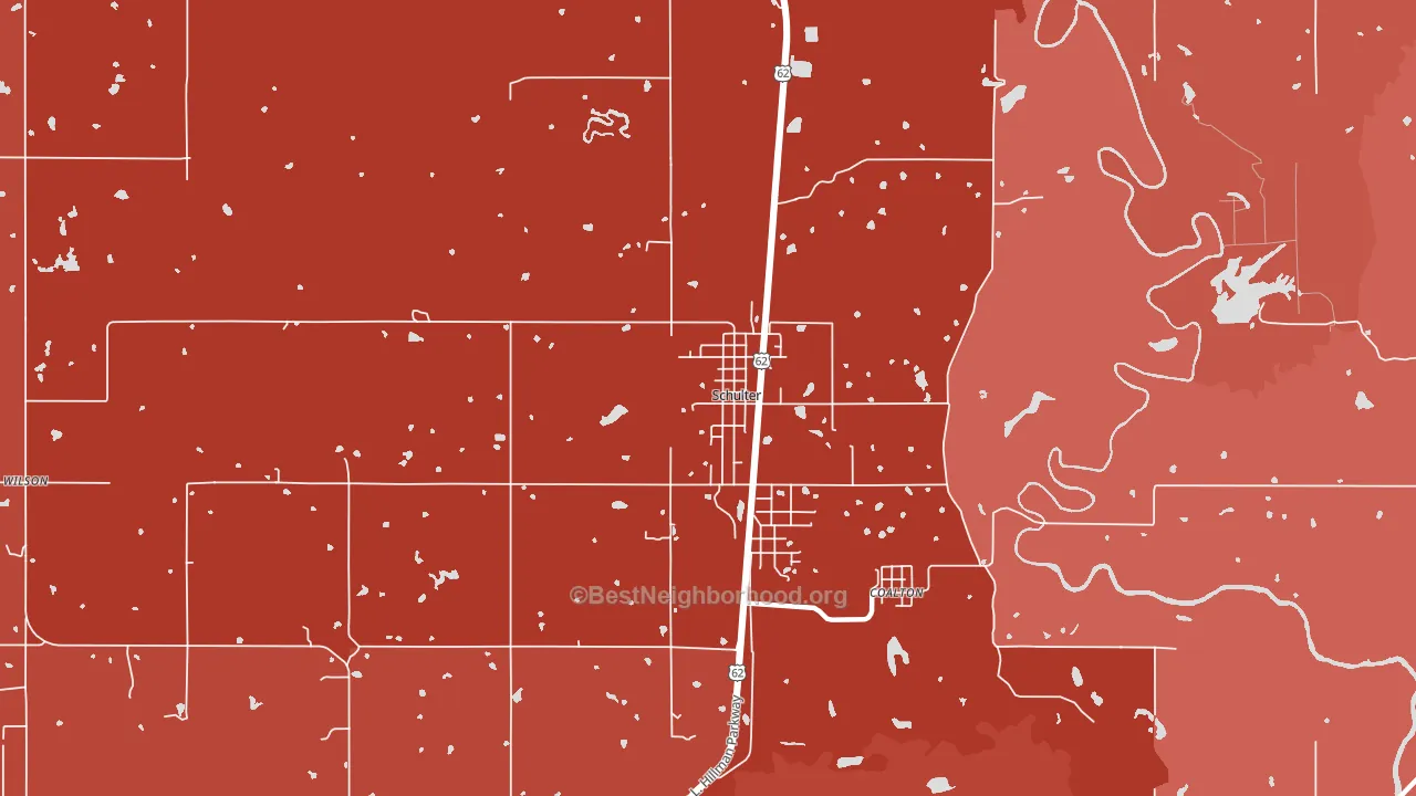 Schulter, OK block-group political-lean map