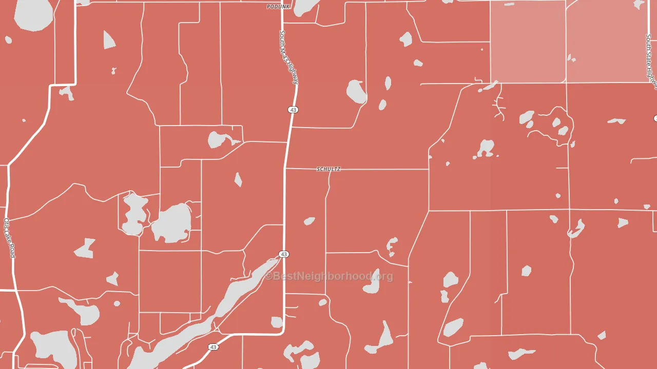 Schultz, MI block-group political-lean map