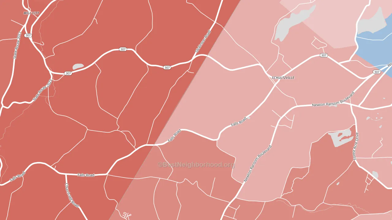 Schultzville, PA block-group political-lean map