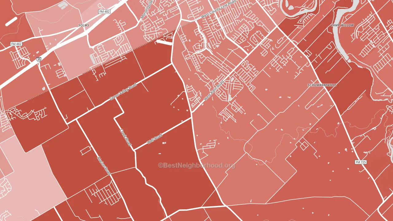 Schumannsville, TX block-group political-lean map